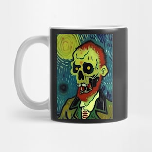 TEAL BACKGROUND ZOMBIE IN VAN GOGH STYLE Mug